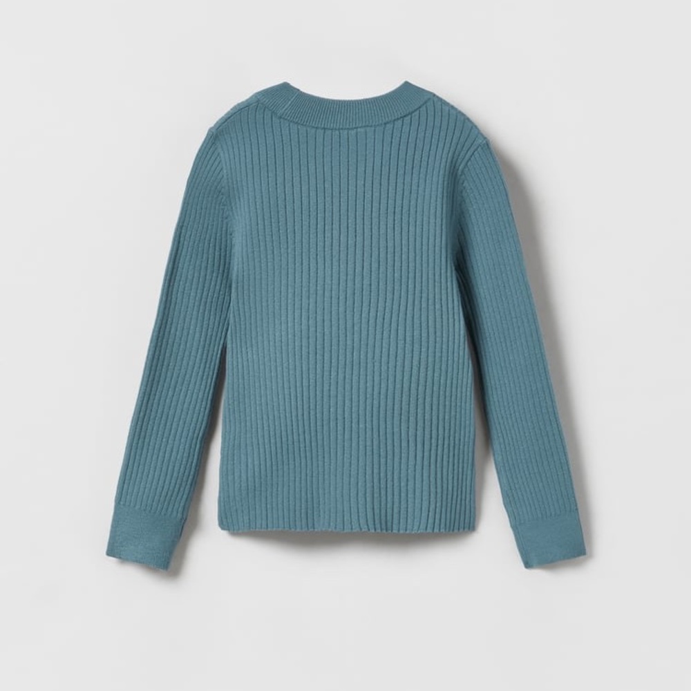 Zara Girls Ribbed Knit Sweater Blue Long Sleeves